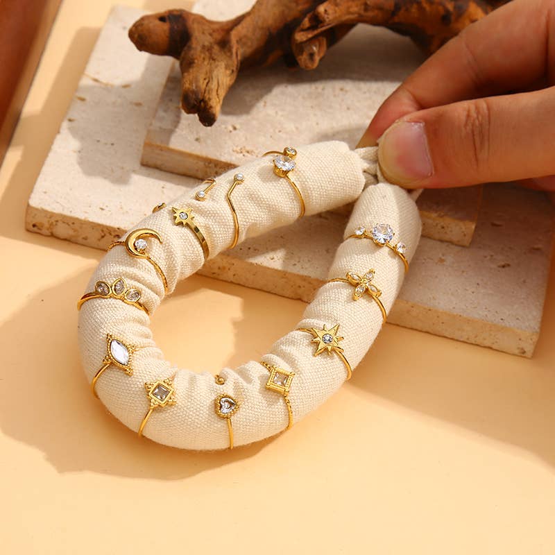 Anillos dorados con strass 10 variantes