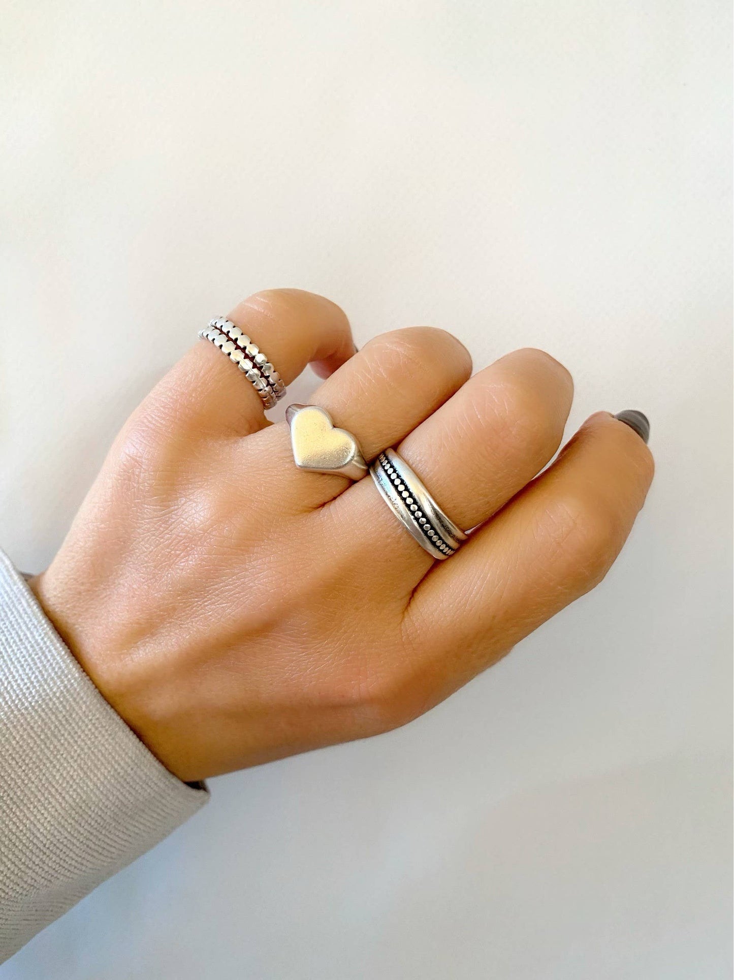 Anillos apilables: Ancho, corazón, fino