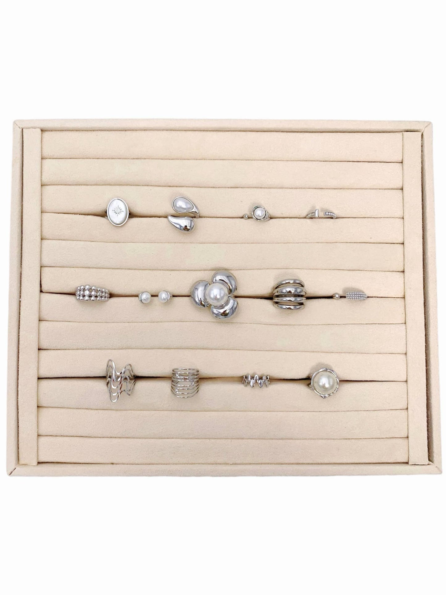 Anillos de acero inoxidable Plateados