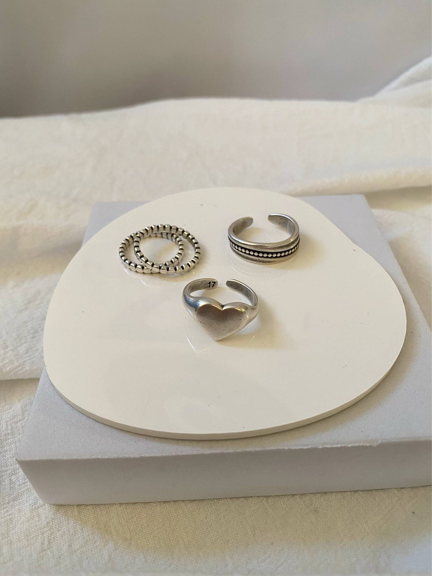 Anillos apilables: Ancho, corazón, fino