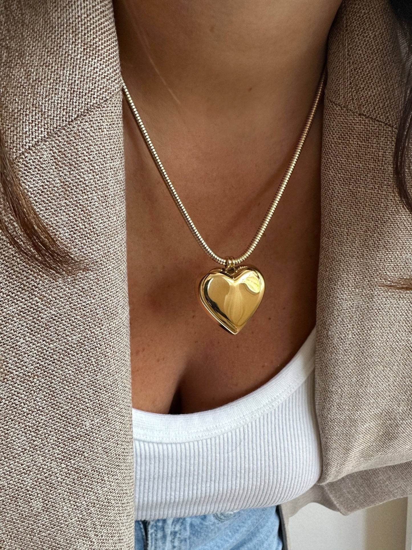 Collar Big Heart: dorado o plateado