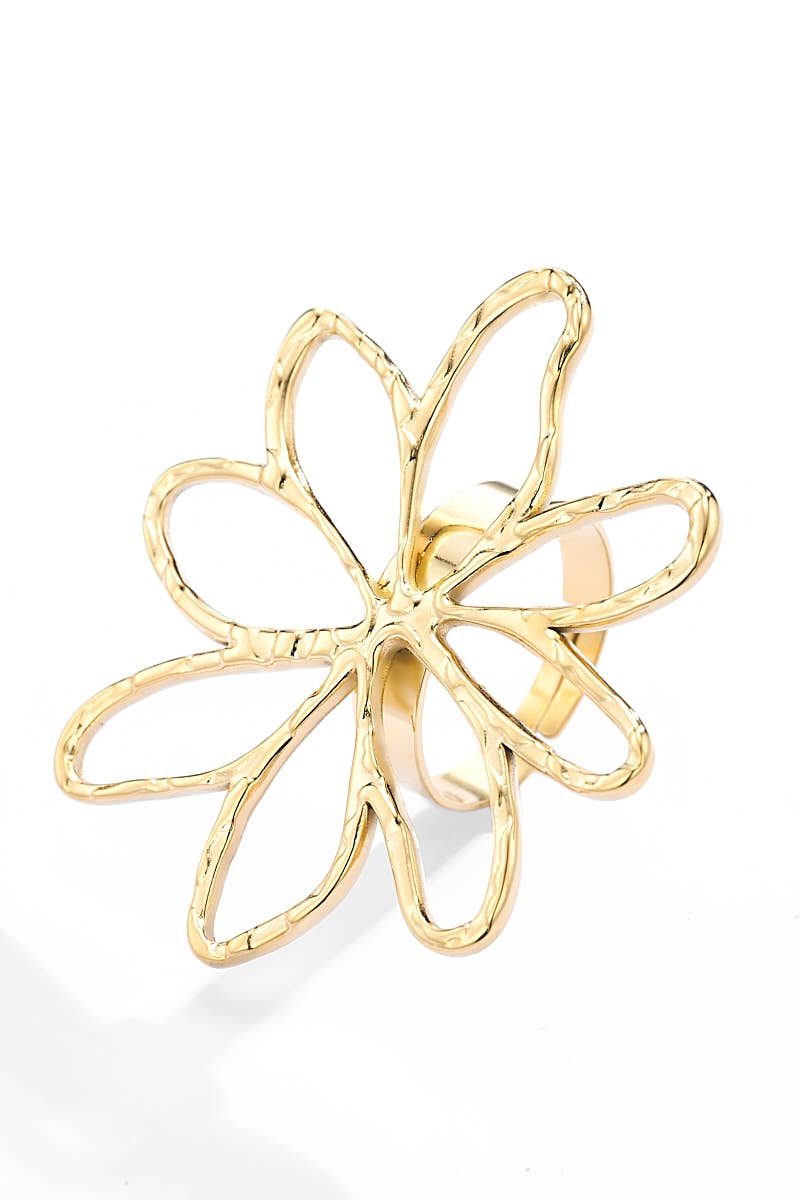 Anillo de flores de acero inoxidable