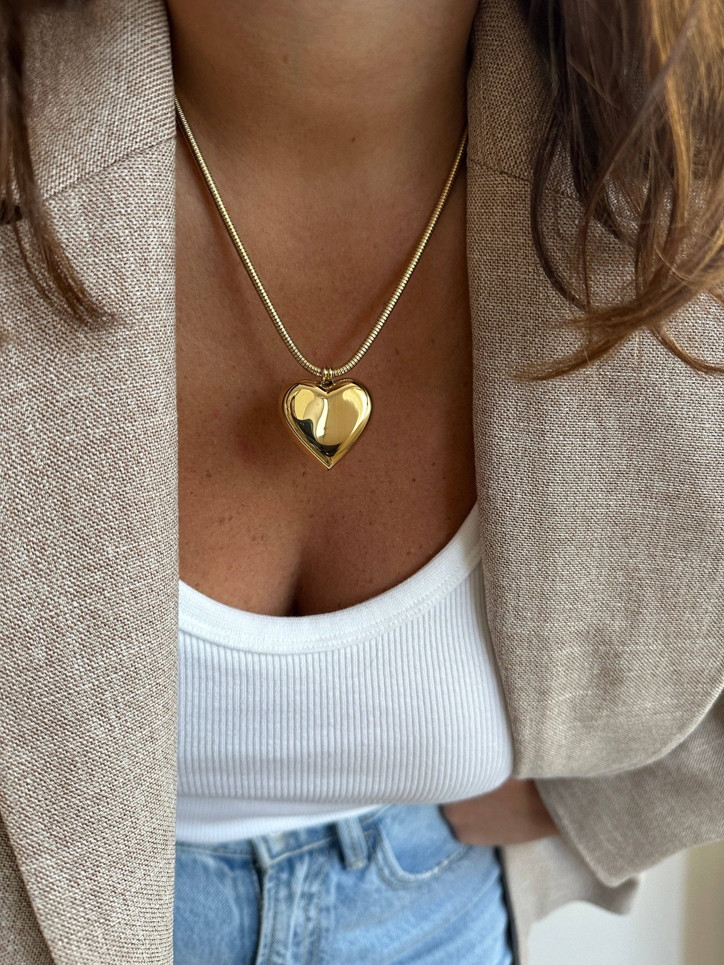 Collar Big Heart: dorado o plateado