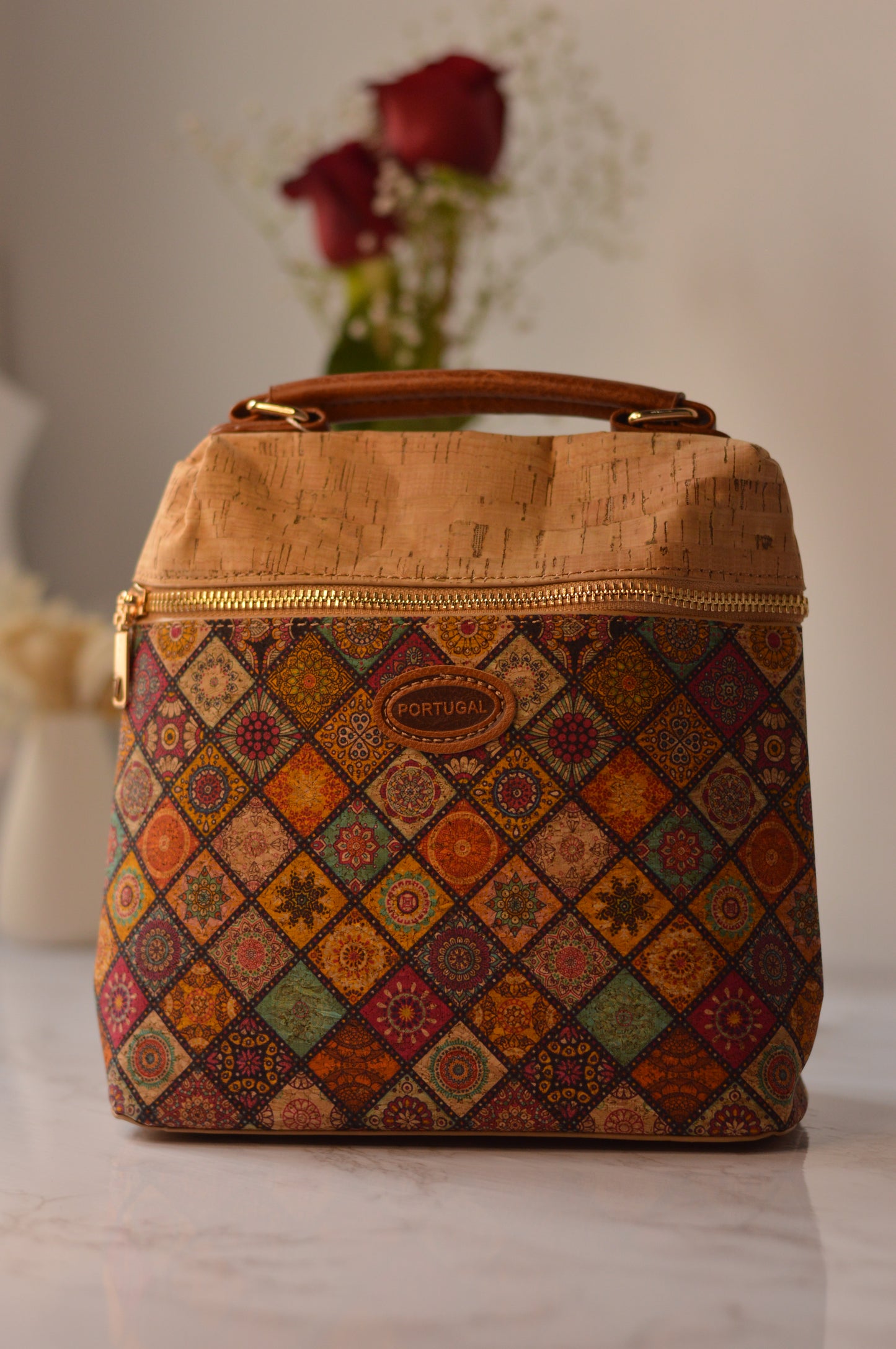 Mochila de corcho estampada