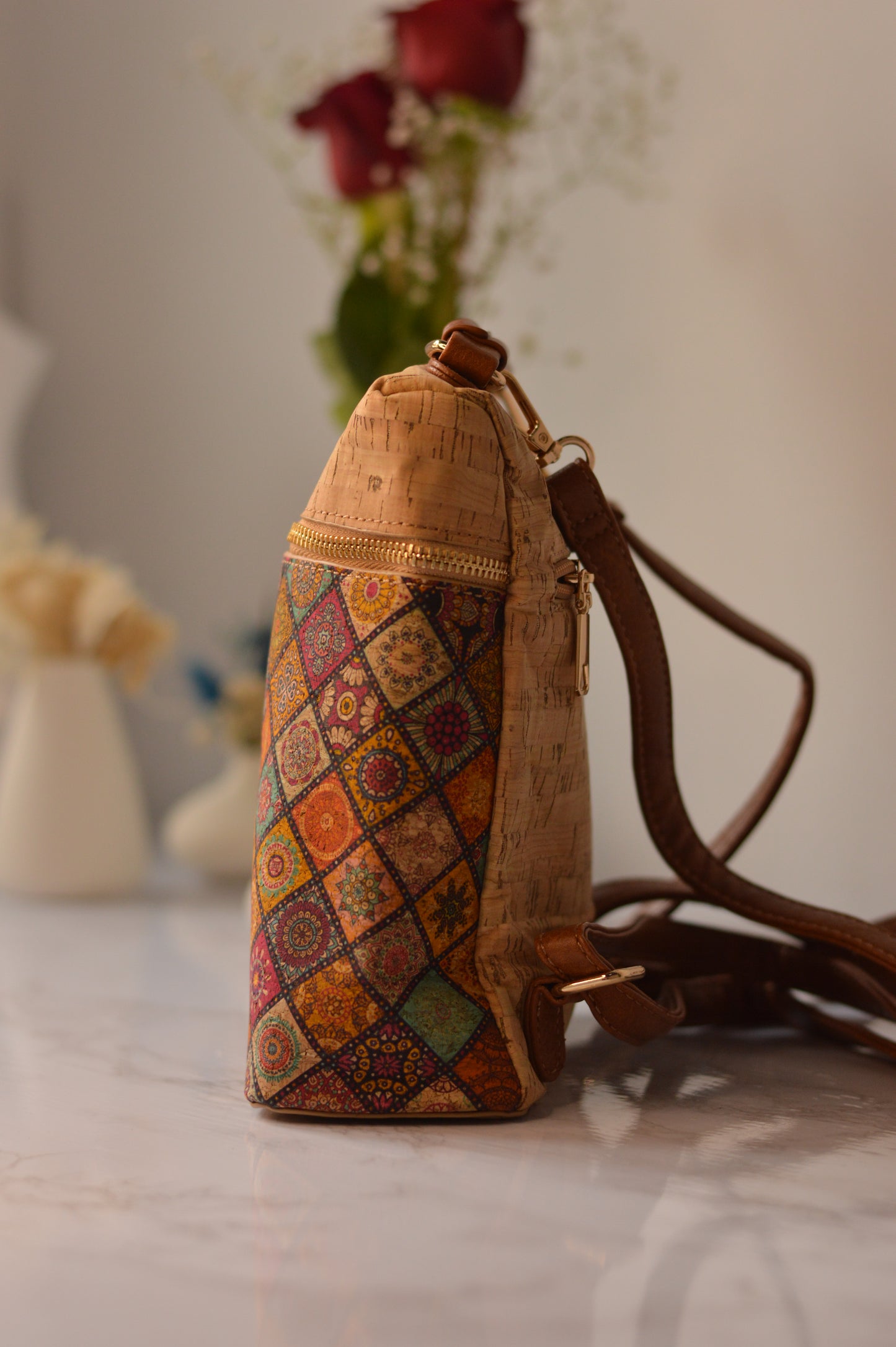 Mochila de corcho estampada
