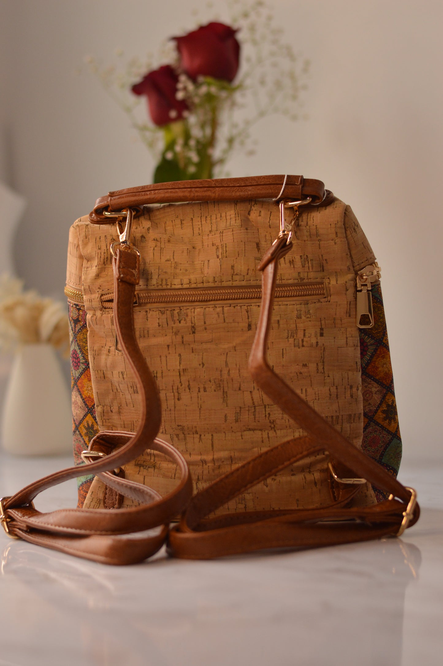 Mochila de corcho estampada