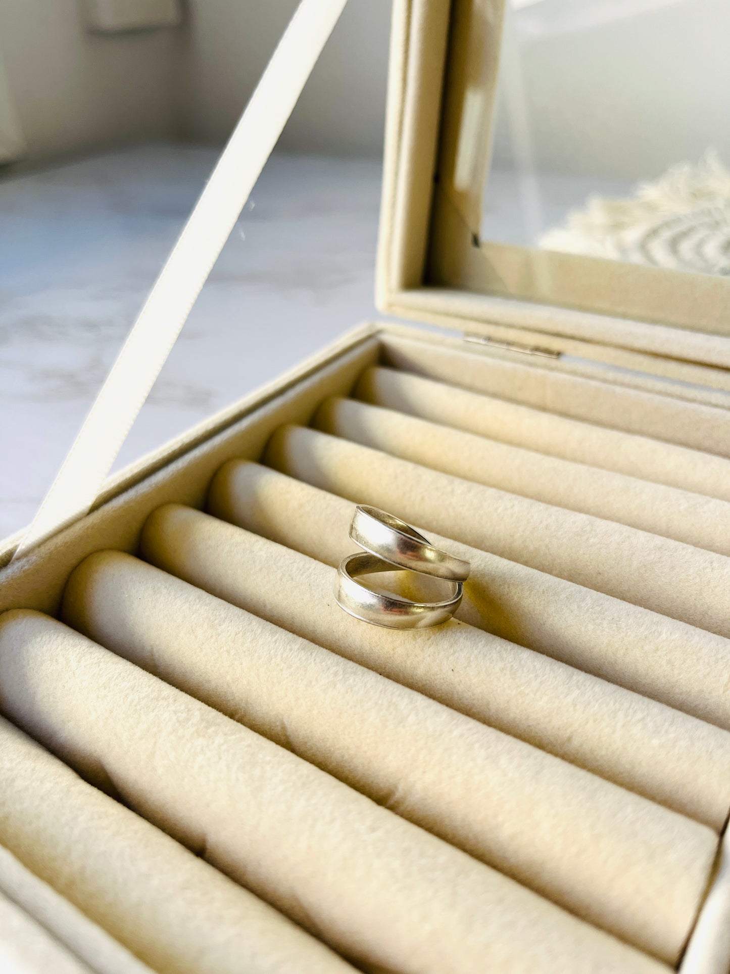 Anillos apilables étnicos: banda doble, rombo, corazón turquesa