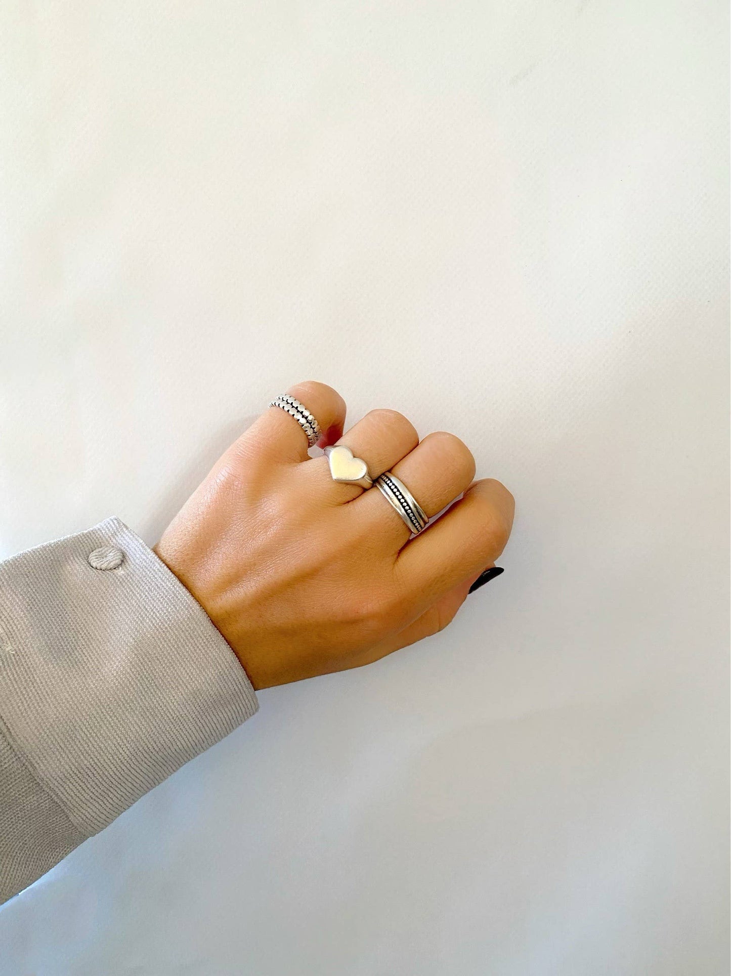 Anillos apilables: Ancho, corazón, fino