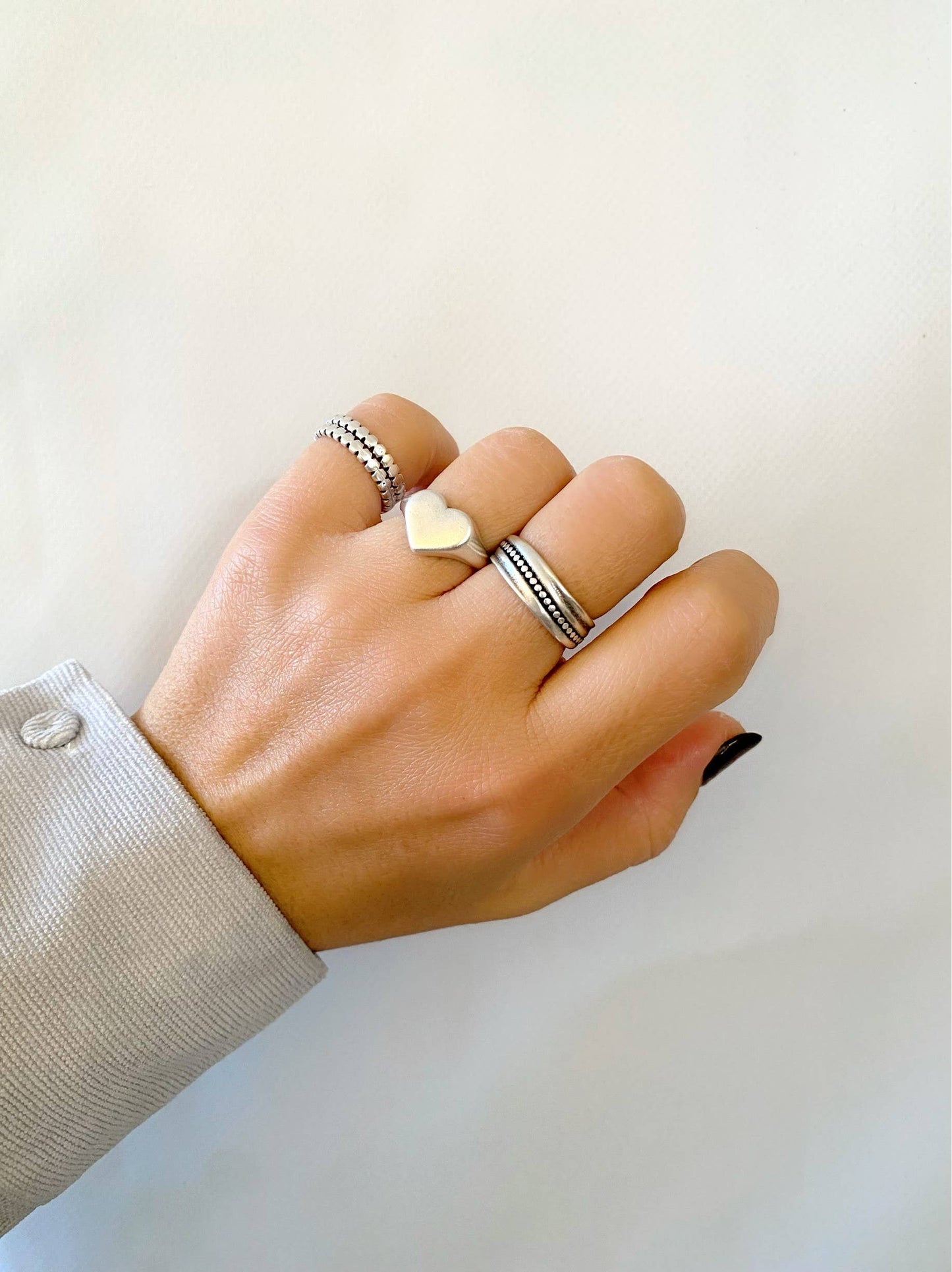 Anillos apilables: Ancho, corazón, fino