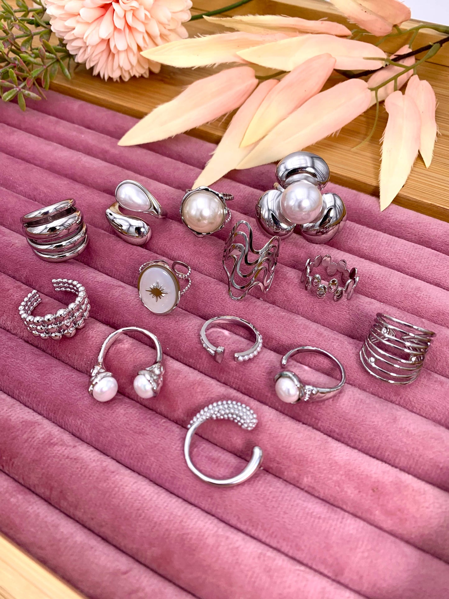 Anillos de acero inoxidable Plateados