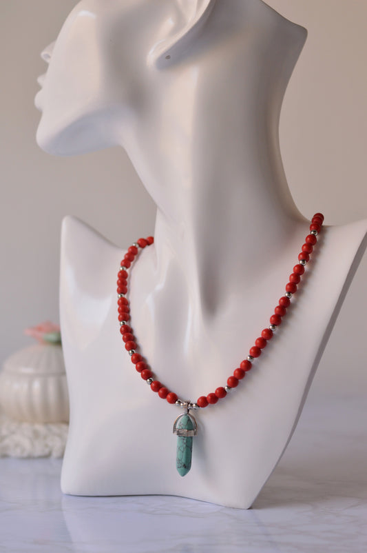 Collar Coral y Cielo
